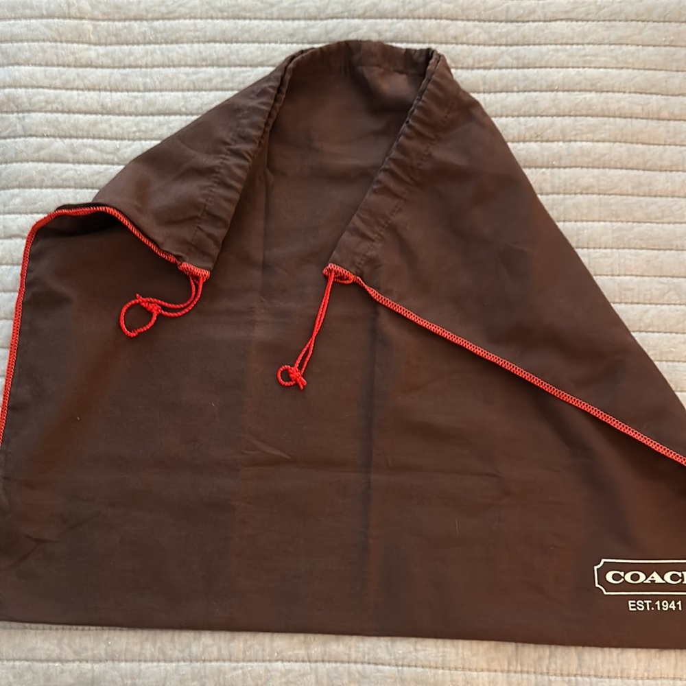VINTAGE Coach Dust Bag XL 20" X 22" Dark Brown/ Red - Picture 4 of 4